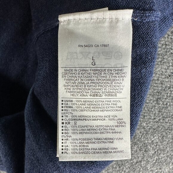 Banana Republic Sweater Mens Large Blue Extra Fine Merino Wool V Neck Rib Cuffs - Picture 6 of 8